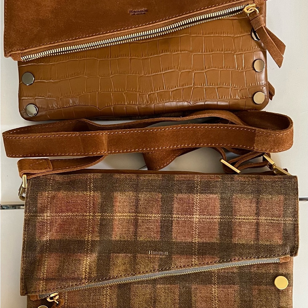 Hammitt Dillon Medium Leather Crossbody Bag Cognac Plaid-Lifetime Guarantee!💕♥️